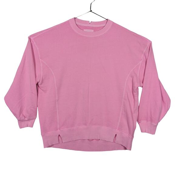 aerie Tops - Aerie Oversized Pink Sweatshirt Size Medium Hem Slits 86% Cotton
